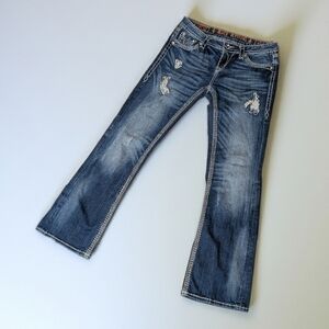 Rock Revival Vivian Easy Boot Bootcut Distressed Bling Denim Jeans 28